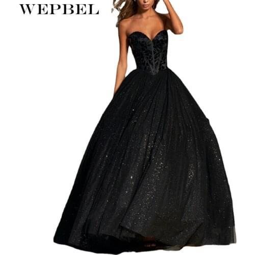 WEPBEL Sexy Mesh Sequins Evening Party Dress Women Elegant Sleeveless Halter Corset Strapless Long Dress