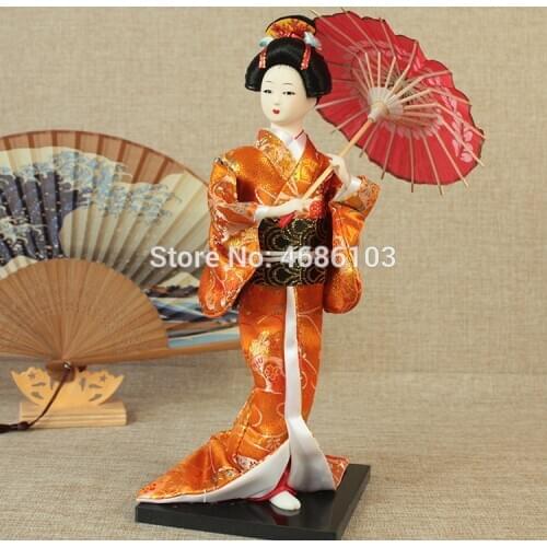 Japanese Umbrella puppet Lovely Kimono dolls Geisha Figurines dolls with beautiful kimono New house decoration birthday gift