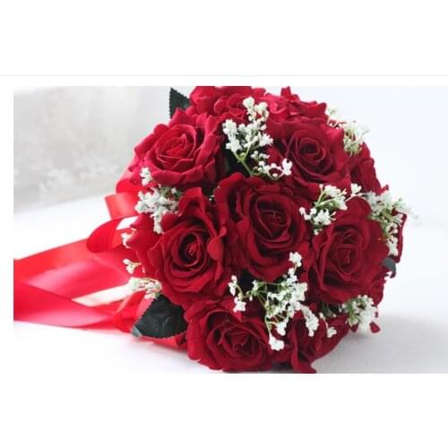 Wedding Bouquet Decoration Foamflowers Rose Bridal Bouquet White Satin Romantic wedding flowers bridal bouquets