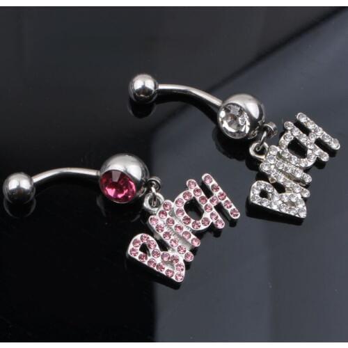 1pc Fashion Stainless Rhinestone Crystal Belly Navel Button Bar Ring Piercing Character Dangle belly piercing