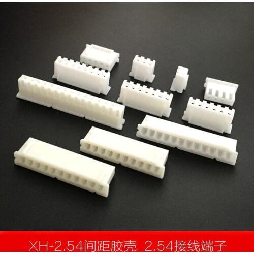 100 PCS XH 2.54 Connection Terminal 2.54 MM Spacing 2 3 4 5 6 7 8 9 10P Rubber Shell