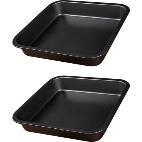 2pcs DIY Deep Cake Mold Durable Square Oven Easy Clean Carbon Steel Kitchen Tool Replacement Sheet Tray Baking Pan Non Stick
