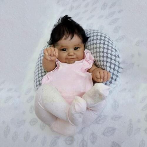 20 Inch 50cm Black Skin Soft Body Girl Doll Pink Clothes Silicone Doll Kids Cute Girl Toys Movable Limbs Baby Doll