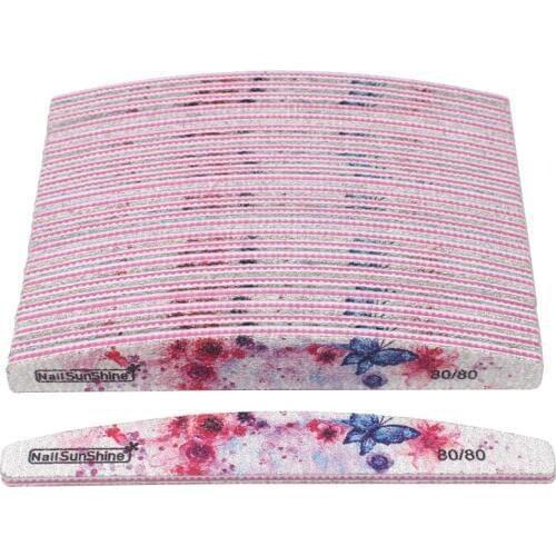 50pcs/lot 80/80 Grit Nail Files Thick Sandpaper Nail Buffer Emery Board Buffering Files Colorful Washable Manicure Nail Supplier