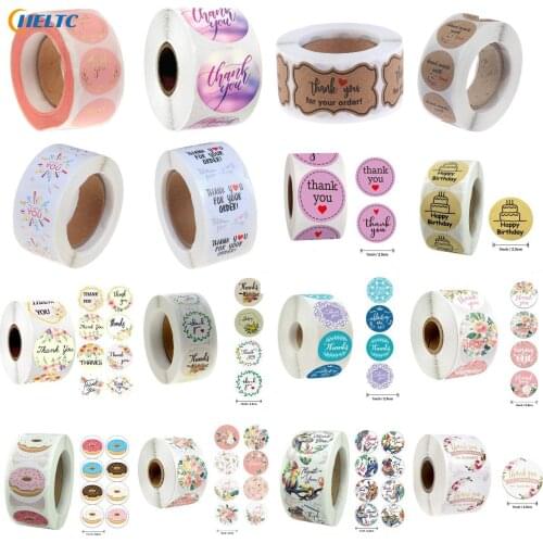 500Pcs/lot Kraft Labels Stickers Handmade With Your Order Sticker Heart Thanks For Shopping Small Shop Local Handmade Sticker