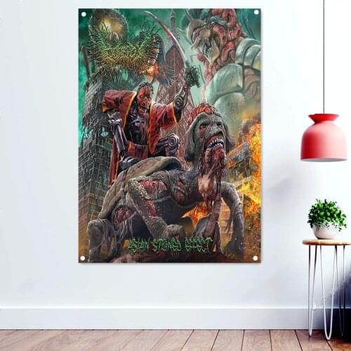 Death Metal Music Artworks Flags Wall Art Home Decoration Disgusting Bloody Dark Art Banners Rock Band Icon Poster Tapestry A1