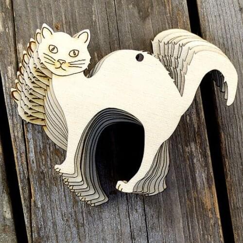 Wooden Black Cat Arching its Back Craft Shape. Great for Halloween