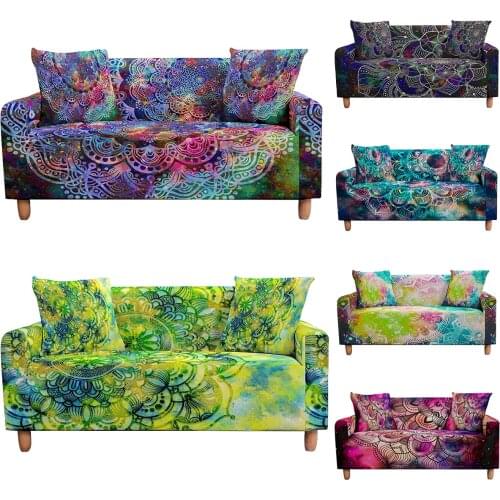 India Mandala Printed Elastic Sofa Cover L shape Corner Couch Covers For Living Room Furniture Protector Anti-dust Chair Cover