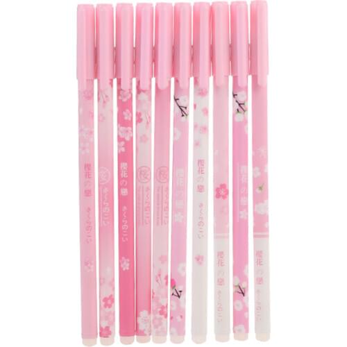 6pcs/lot Kawaii Erasable Pen Cherry Blossoms Gel Pen Blue Ink Promotional Bullet Journal Office School Supplies Stationery 0.5mm