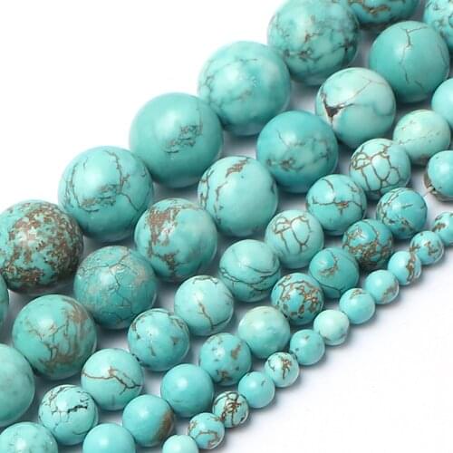 Wholesale Natural Stone Beads Blue turquoises Round Beads For Jewelry Making 15.5 inches Pick Size 2/3/4/6/8/10/12mm