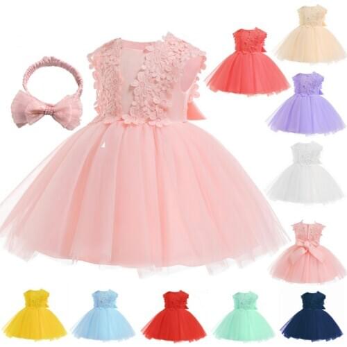 Lace Baby Girl Dress Mesh ChildrenBirthday Dresses Sleeveless Baby Princess Dress Holiday Wear Baby Girl Christmas Dress 3-24M