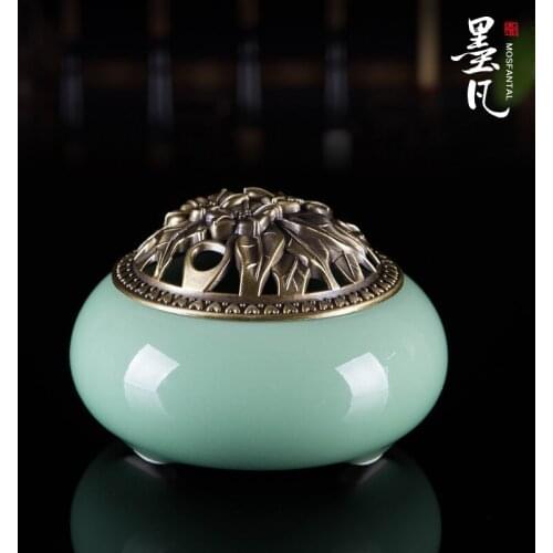 Longquan celadon incense coil antique ceramic incense burners aromatherapy furnace GE Yao Chen sandalwood incense
