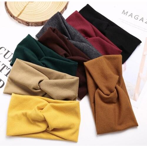 Summer Cotton Cross Hairband Fashion Solid Hair Band Ladies Yoga Sports Elastic Headband Korean Hair Accessories
