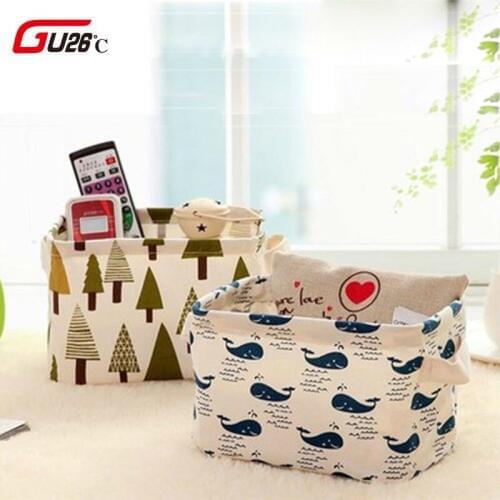 Cute Printing Cotton Linen Desktop Storage Organizer Sundries Fashion Storage Box Cabinet Underwear Storage Basket Fast Shipping