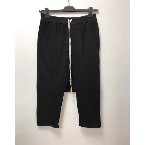 Owen Seak Men Casual Harem Pants Cotton Gothic Mens Clothing Sweatpants Summer Women Calf-Length Pant Loose Black Pants Size XL