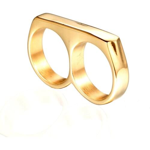 Stainless Steel Gold Tiger Finger Men Ring Jewelry Double Glasses Rings Jewelry Gift For Him Size 7-13