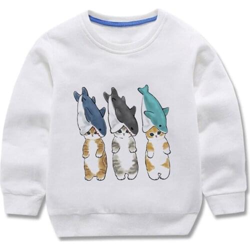 New 2021 Autumn Bottoming Shirt Cat T-Shirt Spring And Autumn New Baby Cartoon Tops For Boys And Girls Single-Piece Long-Sleeved