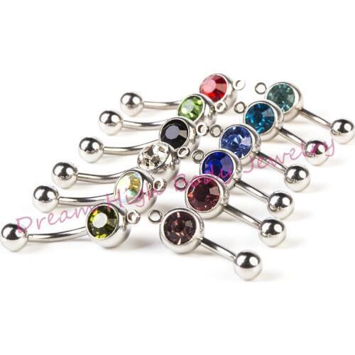Piercing Navel Belly bar Button Ring Fashion Body Piercing Jewelry Chain 14G O ring for pendant Dangle 316l Surgical