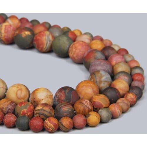 Dull Polish Matte Natural Stone Picasso Round Beads Red Turquoises 4 6 8 10 12 MM DIY Beads For Jewelry Making Accessories Gifts