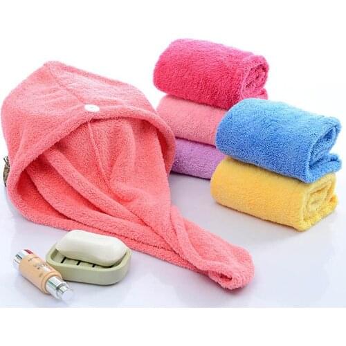 Hair Drying Hat Bath Cap Quick-dry Hair Towel Cap Hat Microfiber Solid Towel Super Absorption Turban Hair Dry Cap