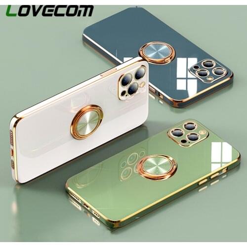 Plating Silicone Magnetic Car Holder Phone Case For iPhone 11 12 Pro Max XS Max X XR 8 7 Plus SE 2020 Soft Full Body Phone Cover