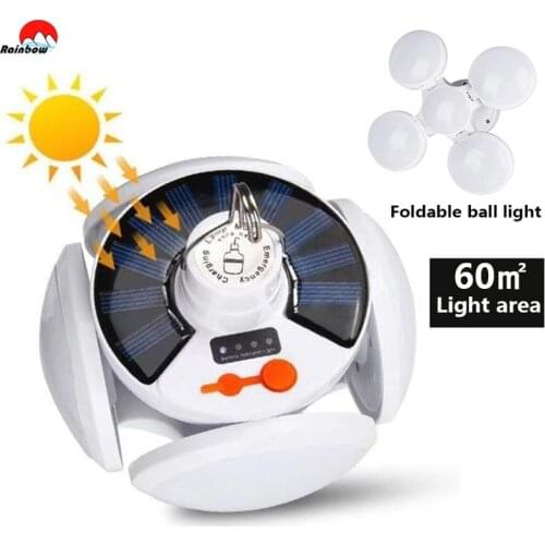 LED Bulb Solar Garden Lamp Outdoor Wall Light Waterproof Camping Lamp Emergency USB Rechargeable Night Light For Tent Hiking