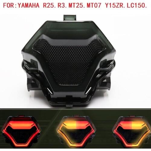LED Tail Light Motorcycle Brake Light Tail Lamp with LED Turn Signals Replacement for Yamaha R3 R25 Y15ZR LC150 MT07 MT25