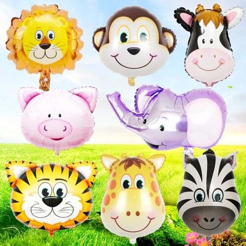 Cartoon Animal Balloon Children Lift off Hydrogen Balloon Lion Cow Giraffe Tiger Monkey Shaped Aluminum Film Balloon