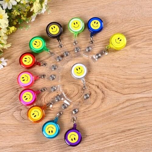 5PCS/lot High Quality Easy Pull Buckle Retractable Buckle Pass ID Card Badge Holder Reel Round Solid Translucent Pull Buckle