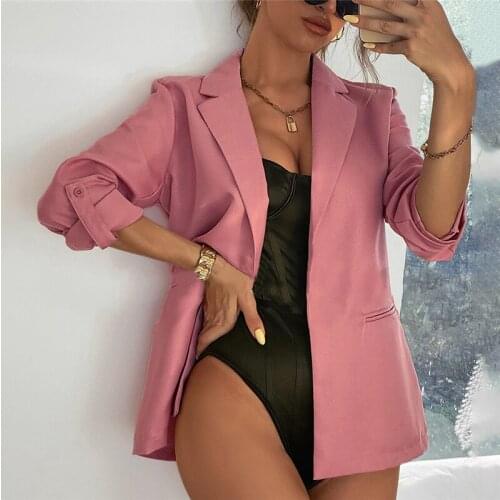 Women Autumn Solid White Black Business Female Blazer Jacket Casual Fall Long Sleeve Work Suit Office Lady Slim Blazers Coat Top