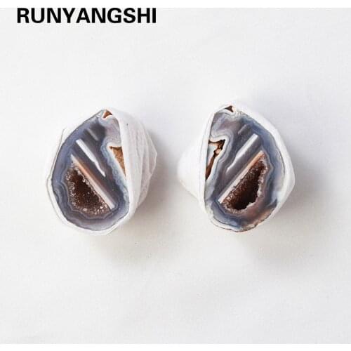 1 pair Natural Crystal Agate Cave Lucky stone for lovers Crystal Cluster Ornaments for Jewelry Making