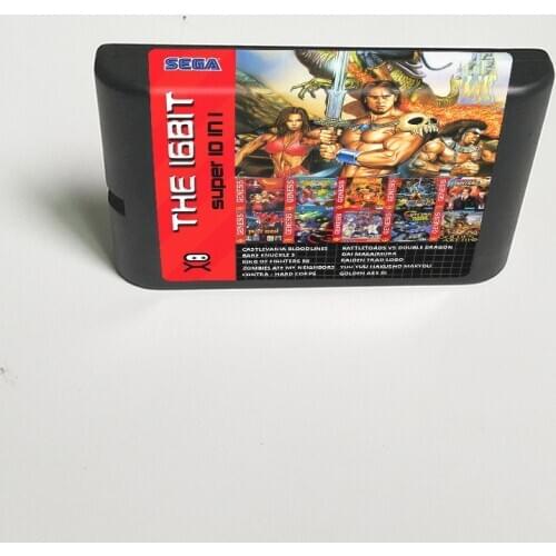 10 in 1 Golden Axe III Castlevania Bloodlines Battletoads Yuu Yuu Hakusho - 16 bit MD Games card For MegaDrive Genesis console