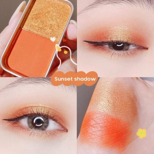 2 Colors Cute Eyeshadow Matte Pearlescent Pigment Eye Shadows Palette Portable Cosmetics Highlight Makeup Palette TSLM2