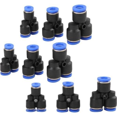 3 Way Port Y Shape Air Pneumatic 12mm 8mm 10mm 6mm 4mm Hose Tube Push in Gas Plastic Pipe Fitting Connectors Quick Fittings