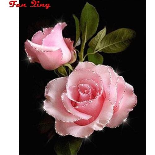 Diy Diamond Painting Pink Rose Pictures Cross Stitch Full Round / Square Mosaic 5D Rhinestone Embroidery Gift