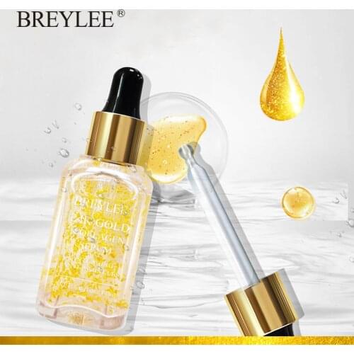 BREYLEE 24k Gold Collagen Serum Anti-Aging Reduces Wrinkles Lift Firming Skin Whitening Moisturizing Smooths Skin Care Essence