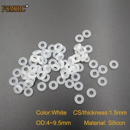 White and red silicon o-rings 1.5mm Thickness OD 4 4.5 5 5.5 6 6.5 7 7.5 8 8.5 9 9.5mm Food Grade Seals gasket no poison o ring