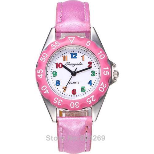 Hot fashion girls women students colorful numbers leather watch ladies kids children casual dress quartz gift wrist watches
