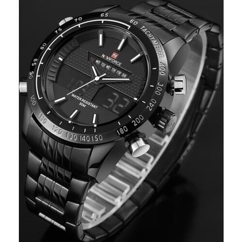 NAVIFORCE Men Watches Full Steel Mens Quartz Hour Clock Analog LED Digital Watch Sports Military Wrist Watch Relogio Masculino