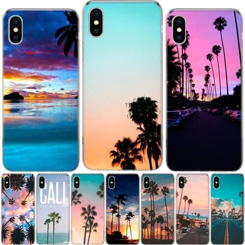 California trees Beach Surf Travel Tropical Phone Case For Iphone 12 MIni 11Pro MAX XS 8 7 6 6S Plus X 5 5S SE XR SE 2020 Cover