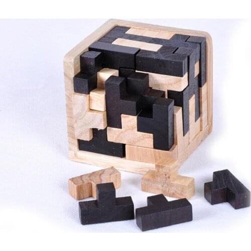 Creative 3D Wooden Cube Puzzle Ming Luban Interlocking Educational Toys For Children Kids Brain Teaser Early Learning Toy Gifts
