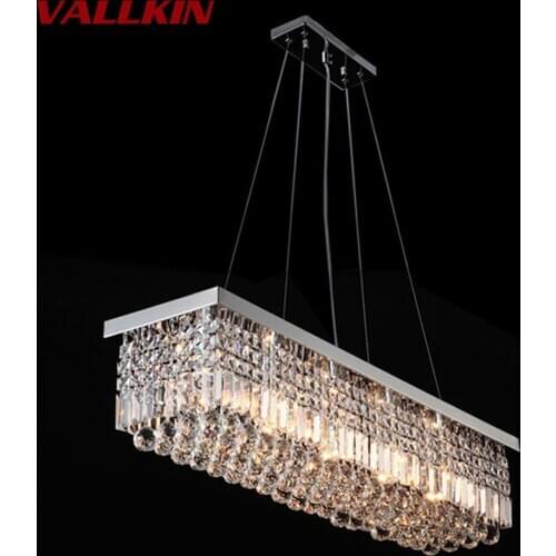 Crystal Pendant Light Rectangle Modern Crystal Pendant Light for Dining room Restaurant Hanging Suspension Lamp Lustres Home