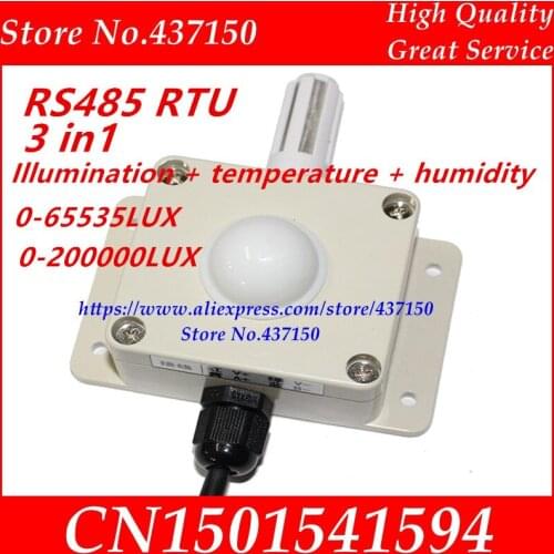 RS485 3 IN 1 module RTU Illumination + temperature + humidity transmitter illuminance sensor 65535LUX 200000LUX