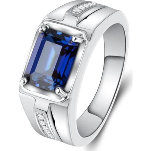 Original Design S925 Sterling Silver Rings Jewels Luxury Sapphire Elegant Men Exquisite Platinum Proposal Wedding Banquet