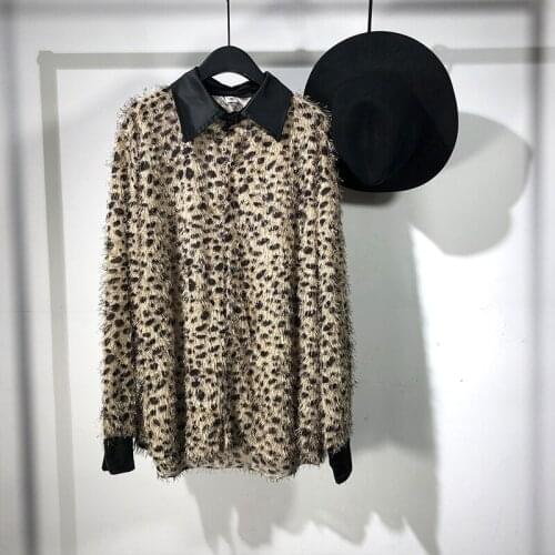 2021 New fashion male original three-dimensional leopard print loose ironing shirt personality spring and autumn mens clothing