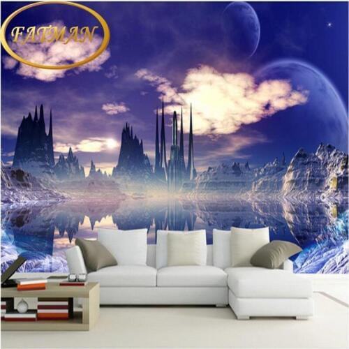 Dropship Fatman Wall Papers Large Outer Space Landscape Wall Murals 3d Wallpaper Living Room Restaurant Wallpaper Papel De Pared