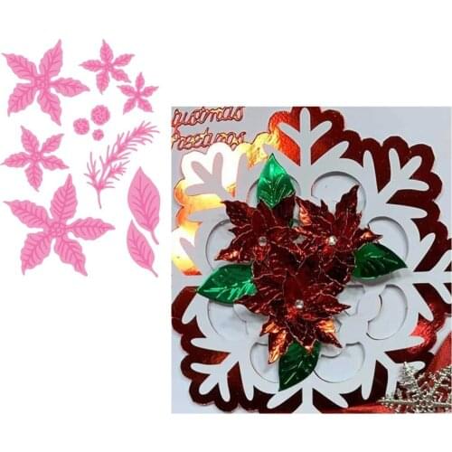POINSETTIA CHRISTMAS Metal Cutting Dies Scrapbook Diary Decoration Stencil Embossing Template DIY Greeting Card Handmade 2021
