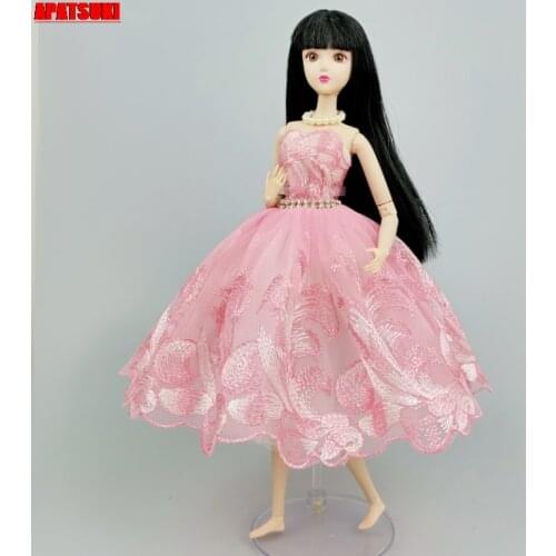 Pink Feather Ballet Dress For Barbie Outfits Doll Clothes 1/6 Dolls Accessories Dancing Rhinestone 3-layer Skirt Party Gown Toys