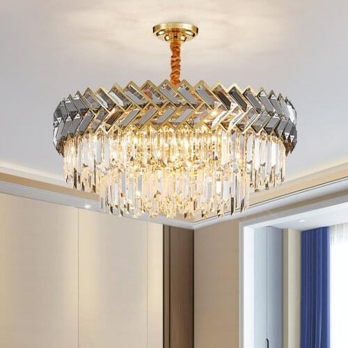 Modern crystal chandelier for living room luxury round cristal light fixture kitchen island dining room decor chain lighting