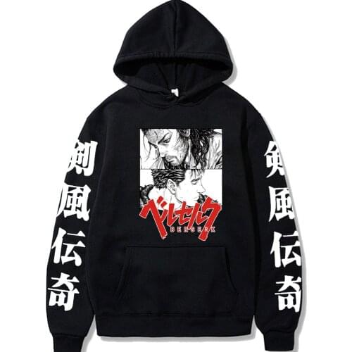 Berserk Anime Harajuku Hoodies Men Gothic Guts Raban Cartoon Manga Streetwear Men Women Oversized Long Sleeve Winter Sweatshirts